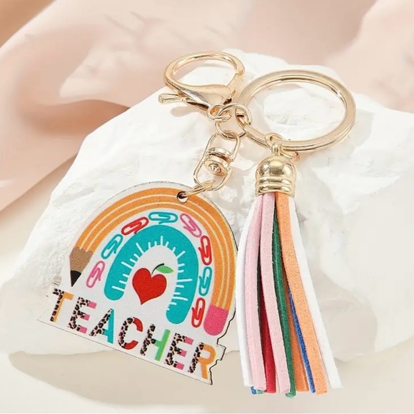 Boutique Accessories - Teacher Rainbow Tassel Keychain